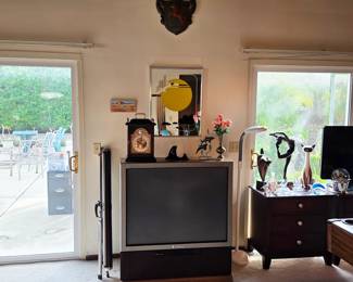 Vintage rear projection big screen TV, mid century home decor