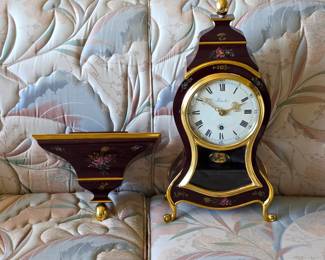 Vintage Zenith mantle clock with matching wall mount shelf
