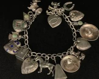 SH537VVintage Western Charm Bracelet with Sterling