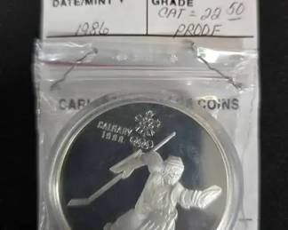 SH705V1986 Canada, 1988 Calgary winter olympic ice hockey proof coin