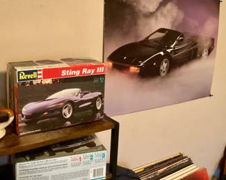 Revell, model car kit”Sting Ray’, and Sting Ray poster