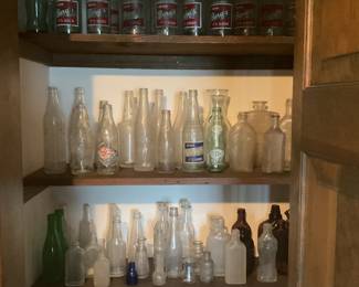 Vintage soda bottles, old antique bottles