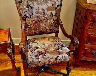 1840s tapestry needlepoint French chair