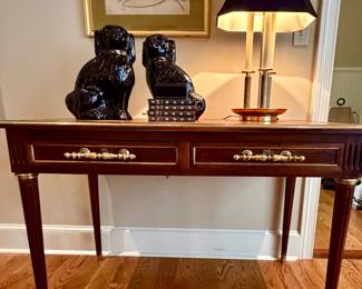 Mid 1800s Louis French desk with leather top includes appraisal
