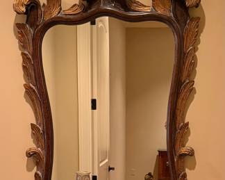 Prince of Wales modified carved plume wooden mirror