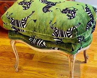 Scalamandre zebra velvet on antique French stool