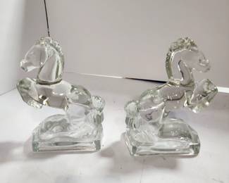 MCM GLASS HORSE BOOKENDS