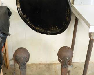 Very large wrought iron andirons