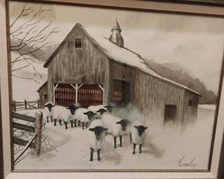 Original English Water Color-Sheep by Johnston