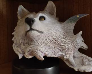 Rick Cain Artic Moon Wolf Sculpture