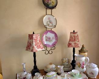 Antique Hand Painted Plates-Tea Set-Childs Tea Set-Biscuit Jar-Pitcher- Bowls-Vases