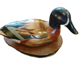 Blue Wing Teal Drake Wooden Duck-Made in the USA 1982 The Wooden Bird Factory