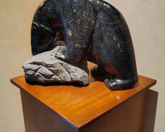 Original Canadian Inuit Sculpture "Bear on Rock" by Ohito Ashoona (available for purchase prior to sale)