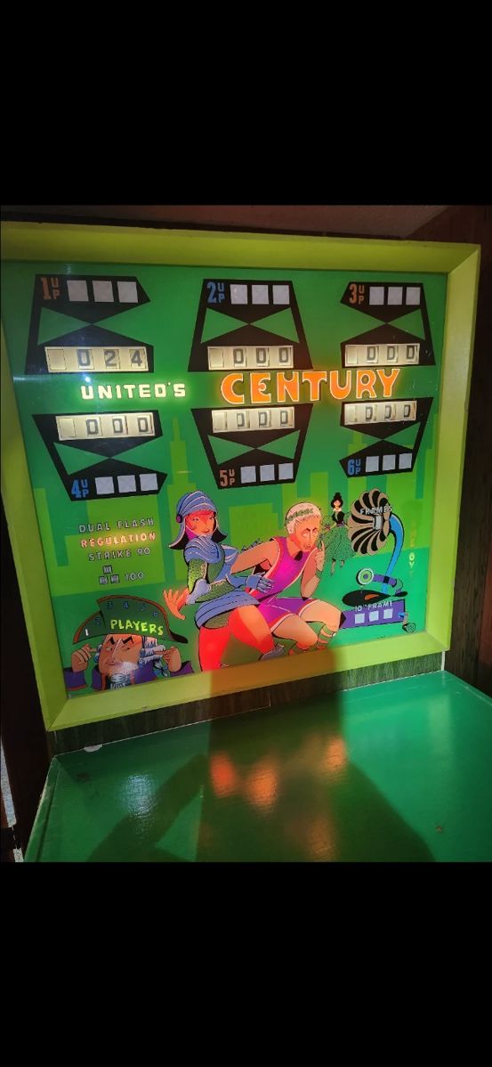 A RARE SURVIVOR- United "Century" Shuffle Alley Bowling Game (1953-54) Serial # 00233 - Chicago, Illinois *VERY EARLY PRODUCTION* Fully Working condition-Playfield & Pindeck in EXCELLENT Condition. No warping or delamination. APPEARS TO BE ALL ORIGINAL!!