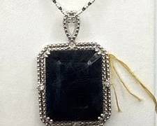 Sterling Silver Blue Sapphire Pendant Necklace With Emerald Cut Stones