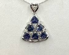 Sterling Silver Peacock Tail Design Tanzanite And Diamond Pendant Necklace | Total Weight 3.1 grams