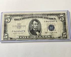 Series 1953 B $5 Silver Certificate Note Extra Fine Condition