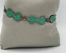 Vintage Mexican Sterling Silver Bracelet With A Green Turquoise Inlay | Total Weight 15.3 grams