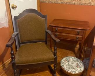 Older Rocker And Footstool side Table
