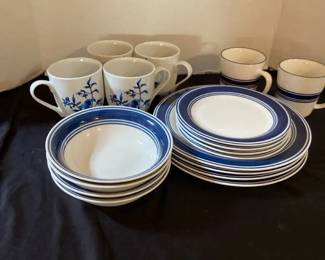 Casual Banded Cobalt Blue Stoneware