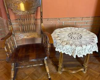 Rocking Chair And Glass Top End Table