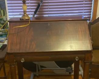 Secretary Desk And Lamp