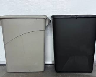 160 BeigeRubbermaidSlimJimTrashCanBlackHeftyDualFunctionXL