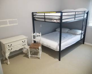 Full-size bunk beds hold up to 250 lbs on top bunk and up to 300 lbs on bottom bunk