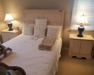 Queen bedroom suite: queen bed; two nightstands; dresser with mirror