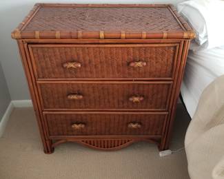 Woven wicker nightstand