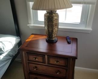 Nightstand; table lamp