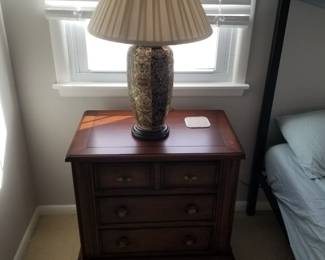 Nightstand; table lamp