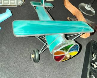 LEADED SLAG-GLASS AIRPLANE KALEIDOSCOPE