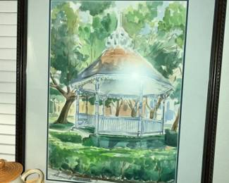 SIGNED WATERCOLOR OF DELEON PLAZA
