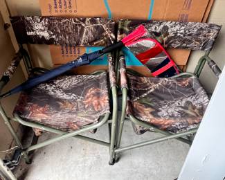 PAIR OF CAMO OUTDOOR CHAIRS