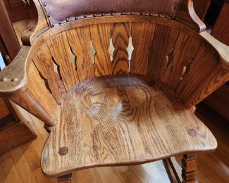 Love this...Romweber Viking Oak Leather Back Chair. Circa 1950's. It is fantastic! 