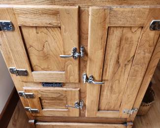 Antique Oak Ice Box...of course now used for accent and storage. 