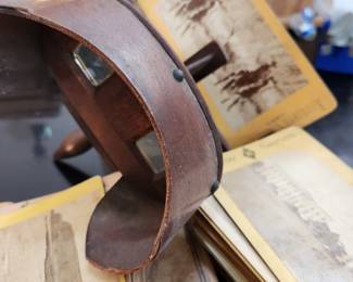 Antique Stereoscope Viewer with many photo cards. 