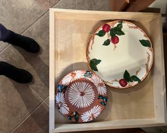 Large Franciscan apple platter, redware plate Oaxaca dripware