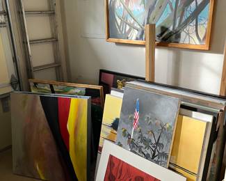 Original acrylic on canvas paintings, one print