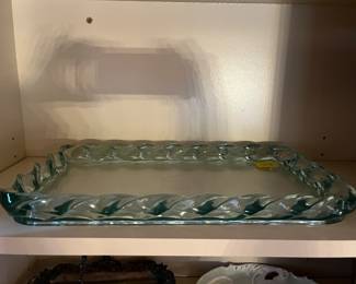 Heavy glass vanity tray, 1940s