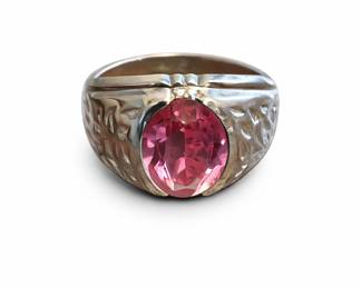 Sterling silver ring with pink stone