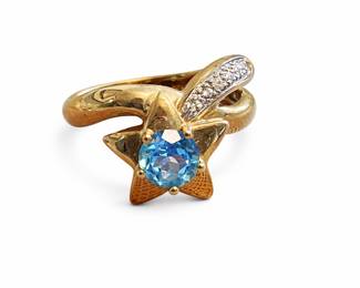 10karat gold ring with blue stone