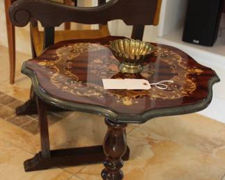 ONE OF A PAIR OF END TABLES WITH INLAY