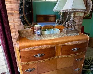 Art Deco “ Waterfall “ Dresser and Mirror