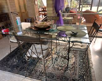 Wrought Iron and Glass table and chairs