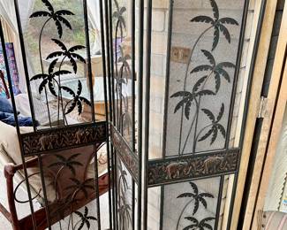 Metal room divider with elephants and Palm Trees
