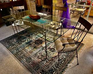 Modern MetalGlass Top Table  and 4 chairs