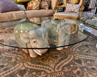 Elephants Glass top Table