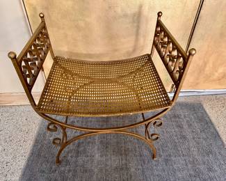 Vintage Wrought Iron Hollywood Regency style Bench. Pair available 